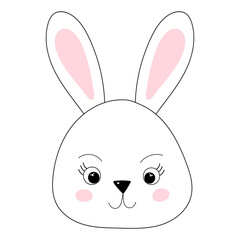 rabbit cartoon portrait sketch ,outline isolated vector