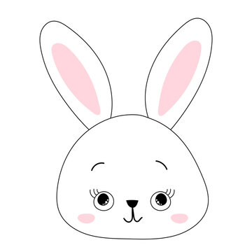 rabbit cartoon portrait sketch ,outline isolated