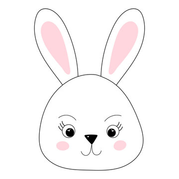 rabbit cartoon portrait sketch ,outline isolated vector
