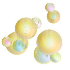 Abstract 3d object metal balls orange gold gradient colors background.