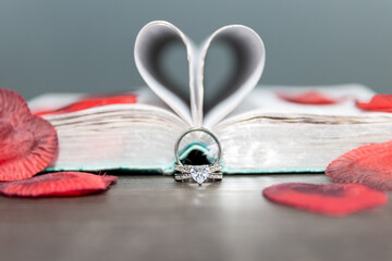 Wedding Rings with Heart in Bible