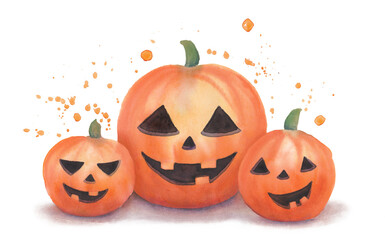 Halloween pumpkin watercolor splash