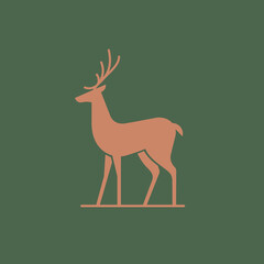 Silhouette of deer. Reindeer logo in classic style design. Geometric emblem.