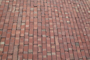 red and vintage bricks road design for traditional sign