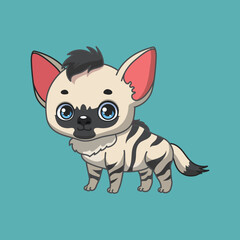 Illustration of a cartoon aardwolf on colorful background