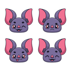 Collection of cute bat with different facial expressions