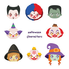 Collection of eight different Halloween characters