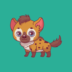 Illustration of a cartoon hyena on colorful background