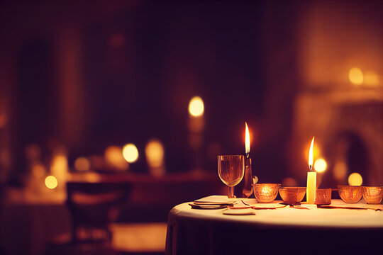Romantisches Abendessen mit Kerzenlicht Illustration