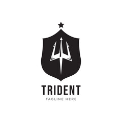 Trident Neptune God Poseidon Triton King Shiva Spear Label logo design