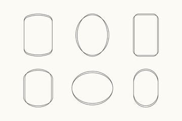 Different frame set. Geometric line modern design frames in boho style. Vector shape for packaging, labels, postcards, invitations, social media post. 