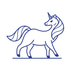 Unicorn isolated on white background. Unicorn mascot cartoon character. Stylized line illustration for banner, flyer, sticker, label.