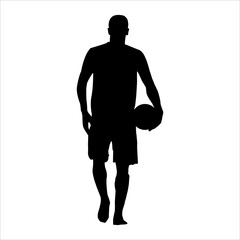 Art illustration design concept symbol soccer player football silhouette when bring the ball