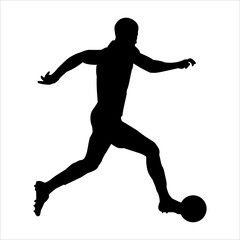 Art illustration design concept symbol soccer player football silhouette when dribble the ball