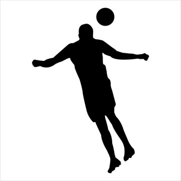 Art illustration design concept symbol soccer player football silhouette when heading the ball