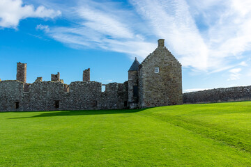 Dunnottar Castle in Scotland on the North Sea coast, beautiful landscape