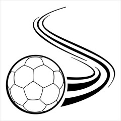 Art illustration design concept symbol football icon the ball of soccer when flying in the air with effect wind