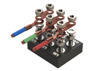 Electric motor terminal board connections 3D rendering