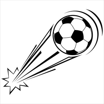 Art illustration design concept symbol football icon the ball of soccer when flying in the air with effect wind