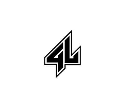 Modern 4L L4 monogram logo formed by abstract number 4 and letter L