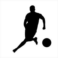 Art illustration design concept symbol soccer player football silhouette when dribble the ball