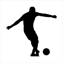Art illustration design concept symbol soccer player football silhouette when dribble the ball