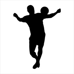 Art illustration design concept symbol soccer player football silhouette when show skill the ball