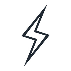 Lightning icon vector isolated on white background line style for wireless charging, electricity power symbol, thunder logo, high voltage sign, poster, t shirt. Flash light sign 10 eps