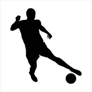 Art illustration design concept symbol soccer player football silhouette when dribble the ball