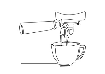 One continuous line drawing of hands holding a cup of hot coffee.