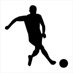 Art illustration design concept symbol soccer player football silhouette when kick the ball