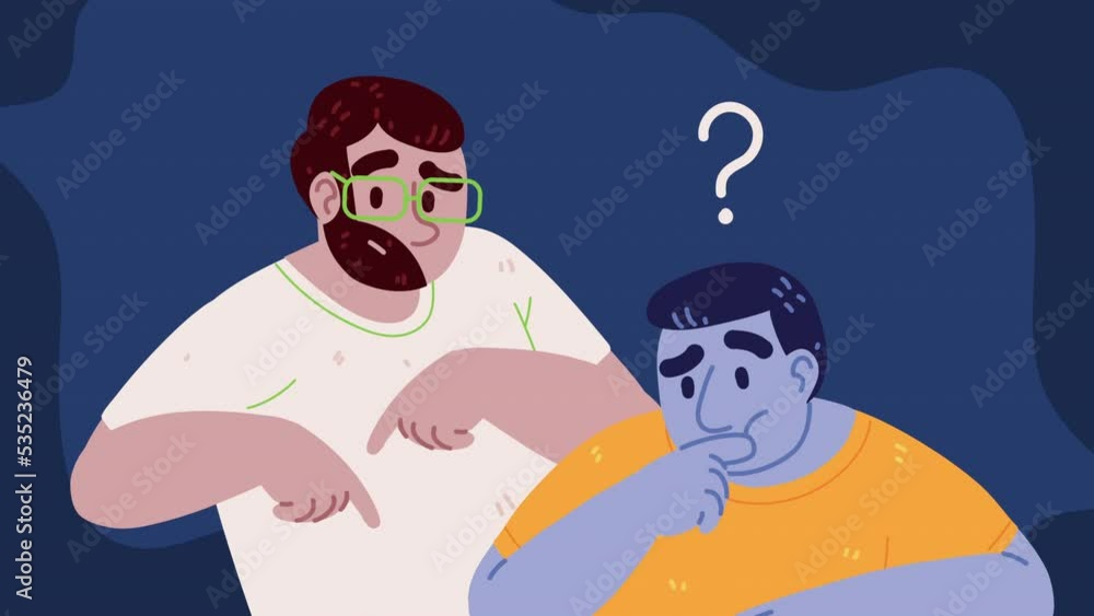 Poster men with doubts characters animation