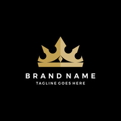 Flat gold crown logo design vector