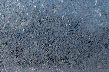 Glass covered with ice during severe frosts in winter.