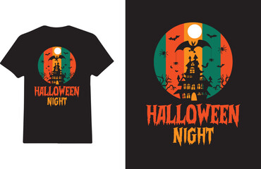 Happy Halloween scary night pumpkin face t-shirt design
