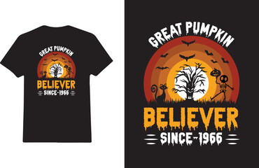 Happy Halloween scary night pumpkin face t-shirt design