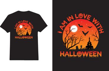 Happy Halloween scary night pumpkin face t-shirt design