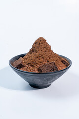 Bingsu Coaca and Brownie Serve with sweetened condensed milk and chocolate