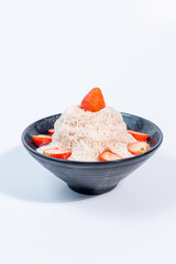 Bingsu Strawberry milk and Strawberry on white blackground