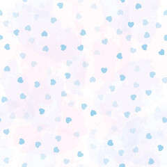Hearts seamless pattern, cute watercolor vector background with small hearts, baby print, 14 february Valentine backdrop