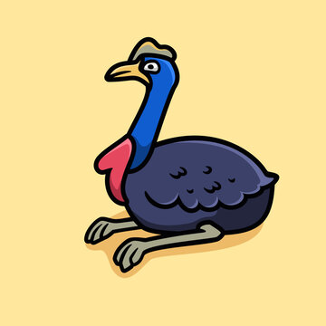recommend clip art: Cassowary cartoon mascot logo, flat design style