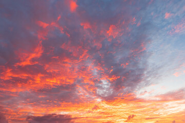 Beautiful orange sunrise with clouds