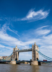 Fototapeta na wymiar London Tower bridge and Thames river in spring, UK