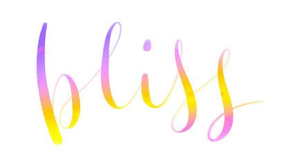 BLISS colorful brush lettering on transparent background