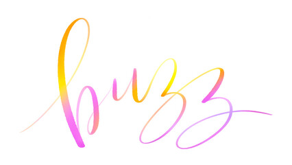 BUZZ colorful brush lettering on transparent background
