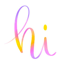 HI colorful brush lettering on transparent background