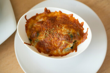 Baked Spinach with Cheese in white