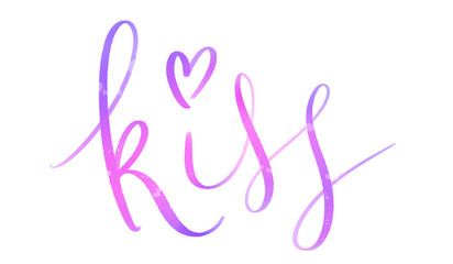 KISS colorful brush lettering on transparent background
