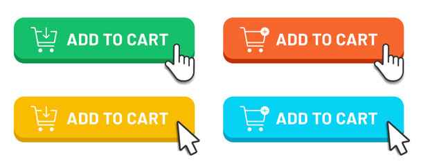 Hand clicking. 3d add button add icon add to cart icon, shopping cart sign, online shopping, click here, buy push button for website, mobile app, UI, GUI, UX.