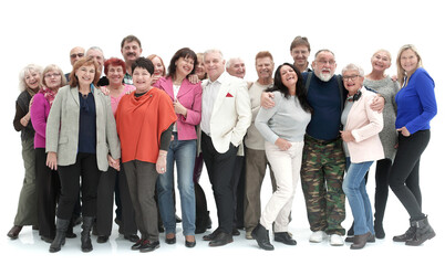 Obraz premium Group of happy people isolated over a white background